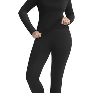 Black Long thermal Sleeve Top and Leggings Set